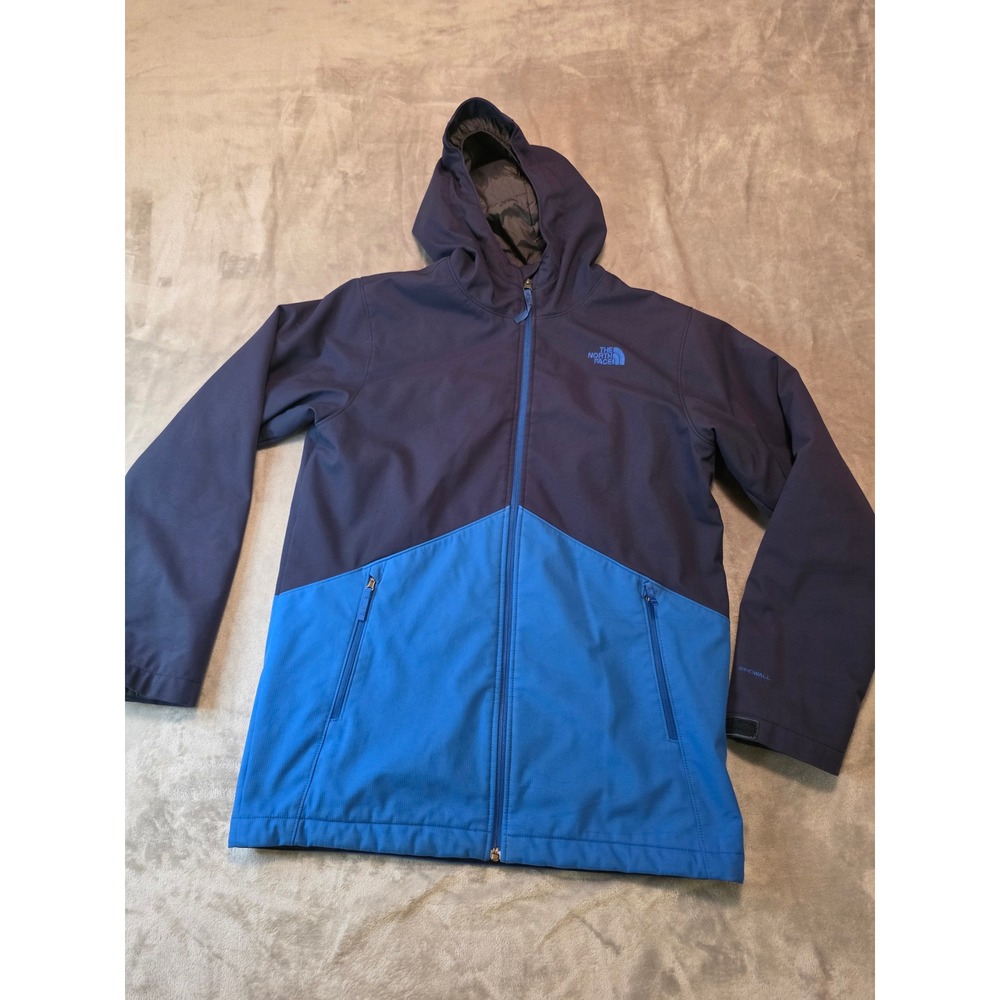 The North Face Jacket Boys XL 18/20 Blue Windwall Hooded Softshell Coat